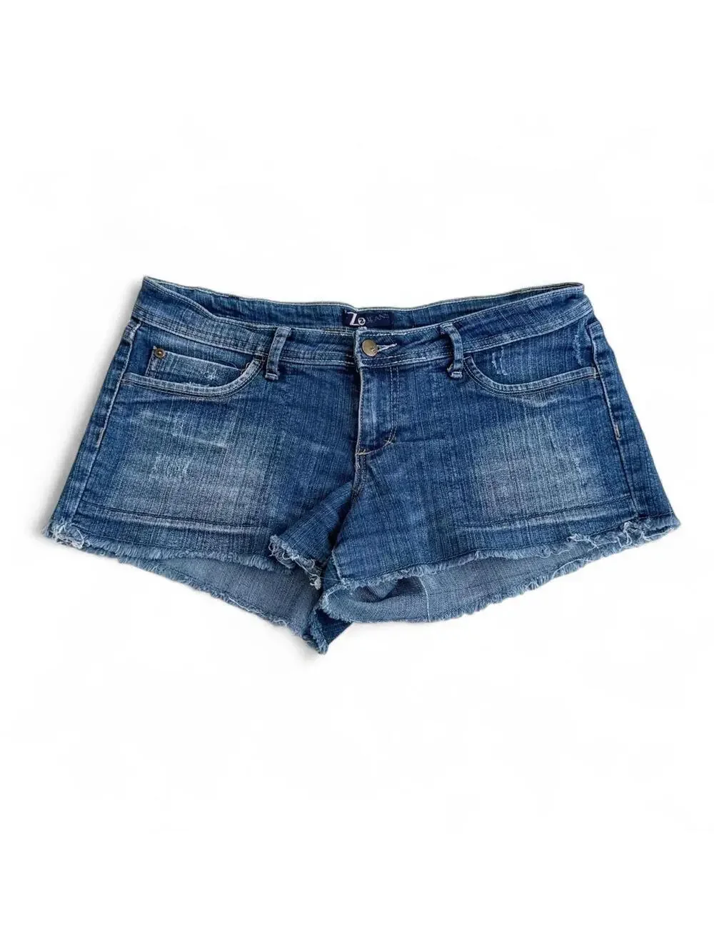 Vintage Z2 Micro Mini Shorts Dark Wash Boho Low Rise Raw Hem